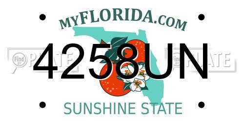 4258UN Florida License Plate
