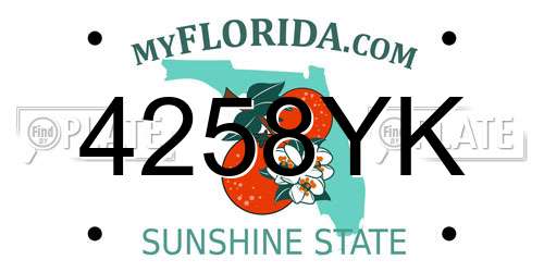 4258YK Florida License Plate