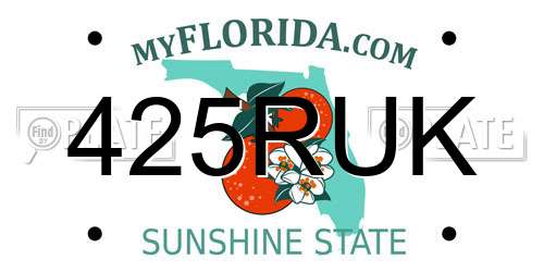 425RUK Florida License Plate