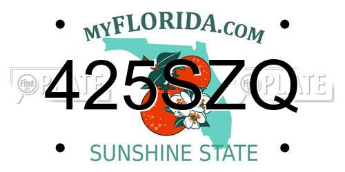 425SZQ Florida License Plate