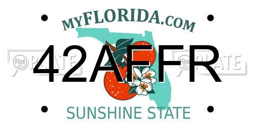 42AFFR Florida License Plate