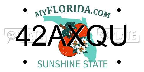 42AXQU Florida License Plate