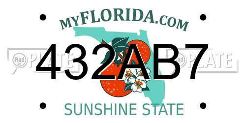 432AB7 Florida License Plate