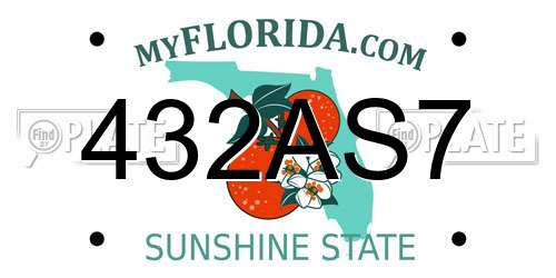 432AS7 Florida License Plate