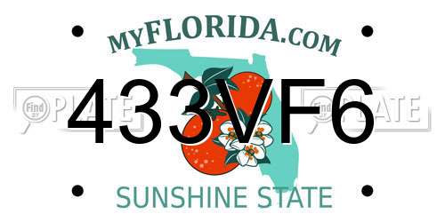 433VF6 Florida License Plate