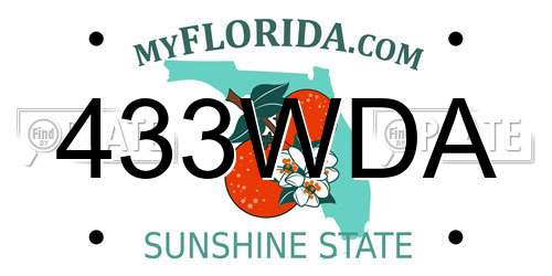 433WDA Florida License Plate