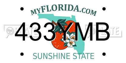 433YMB Florida License Plate