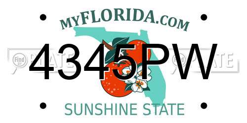 4345PW Florida License Plate