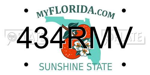 434RMV Florida License Plate