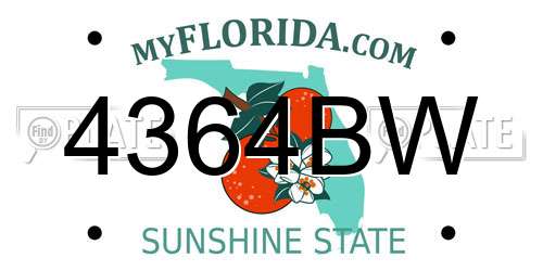 4364BW Florida License Plate