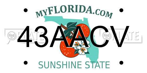 43AACV Florida License Plate