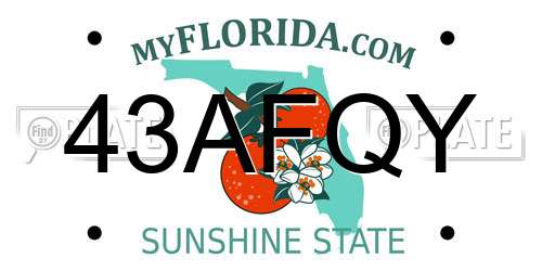 43AFQY Florida License Plate