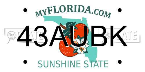 43AUBK Florida License Plate