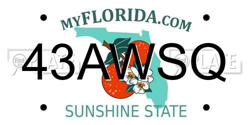 43AWSQ Florida License Plate