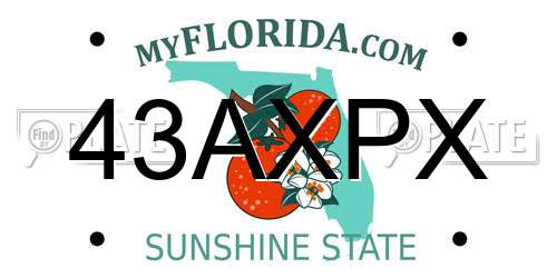 43AXPX Florida License Plate
