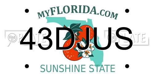 43DJUS Florida License Plate
