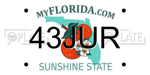 43JUR Florida License Plate