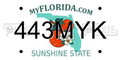 443MYK Florida License Plate