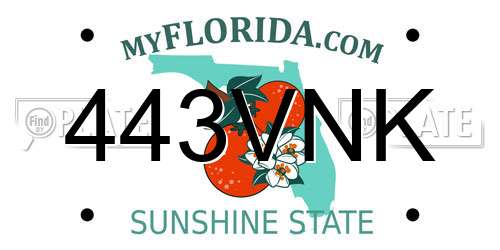 443VNK Florida License Plate