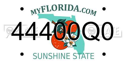44400Q0 Florida License Plate
