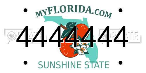 4444444 Florida License Plate