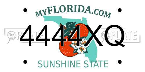 4444XQ Florida License Plate