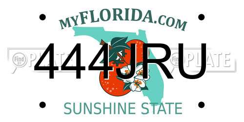 444JRU Florida License Plate