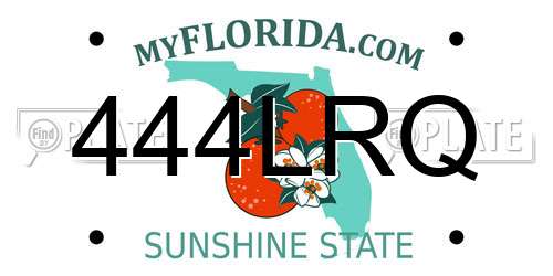 444LRQ Florida License Plate