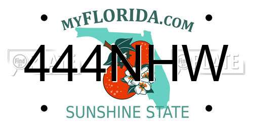 444NHW Florida License Plate