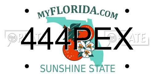 444PEX Florida License Plate