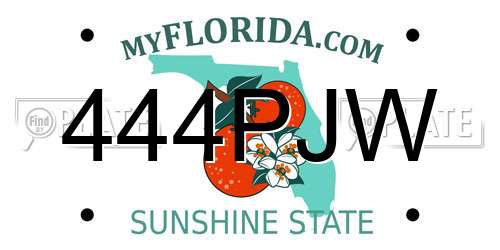 444PJW Florida License Plate