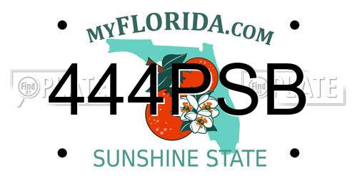 444PSB Florida License Plate
