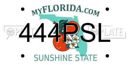 444PSL Florida License Plate