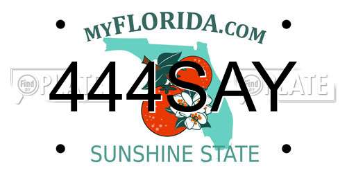 444SAY Florida License Plate