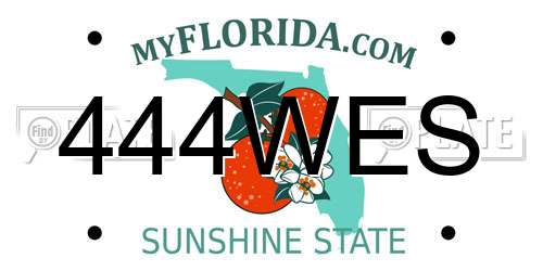 444WES Florida License Plate