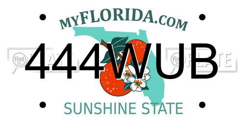 444WUB Florida License Plate