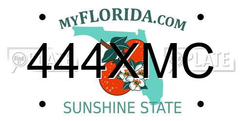 444XMC Florida License Plate