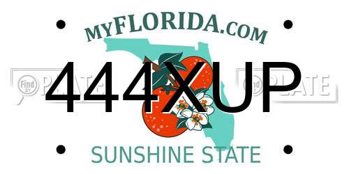 444XUP Florida License Plate