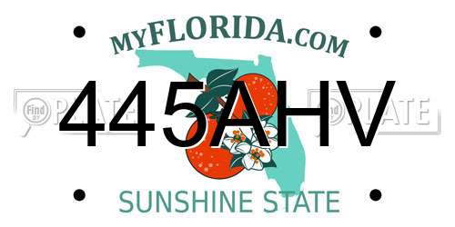 445AHV Florida License Plate