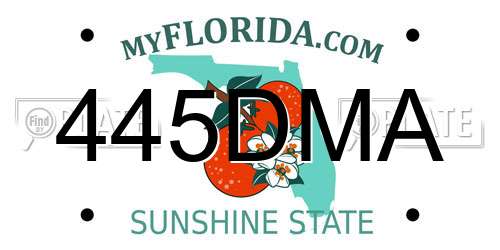 445DMA Florida License Plate