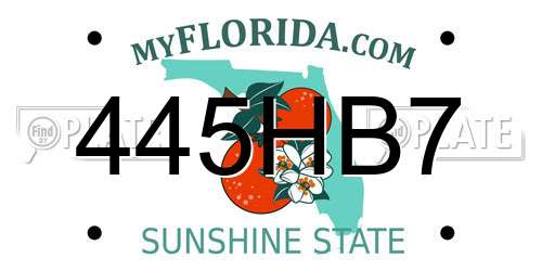 445HB7 Florida License Plate
