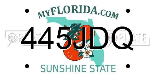 445JDQ Florida License Plate