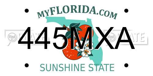 445MXA Florida License Plate