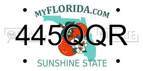 445QQR Florida License Plate