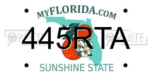 445RTA Florida License Plate