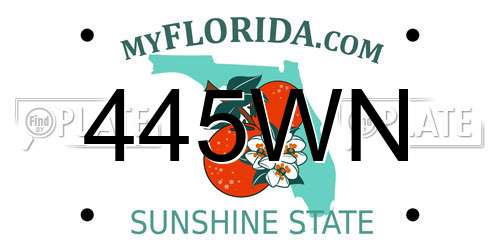 445WN Florida License Plate