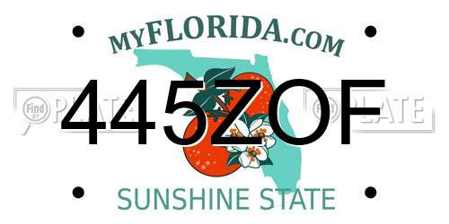 445ZOF Florida License Plate