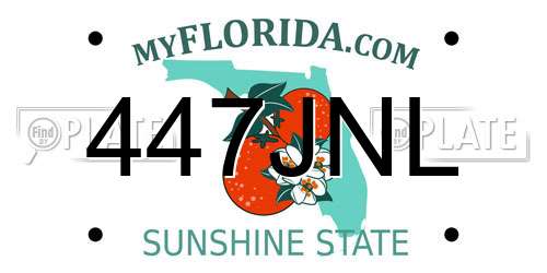 447JNL Florida License Plate