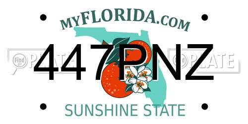 447PNZ Florida License Plate