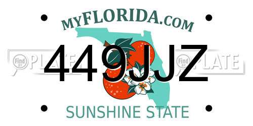 449JJZ Florida License Plate
